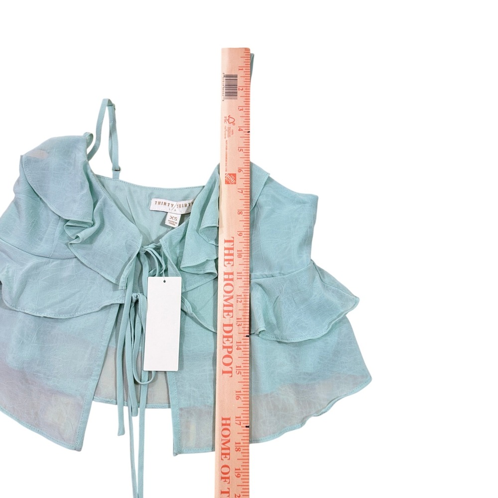NWT Thirty Thirty LA Women's Sage Green Ruffle Tie-Front Cami Top XS - Picture 9 of 9